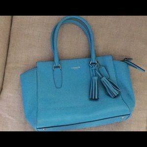 Coach Leather Candace Aqua Handbag